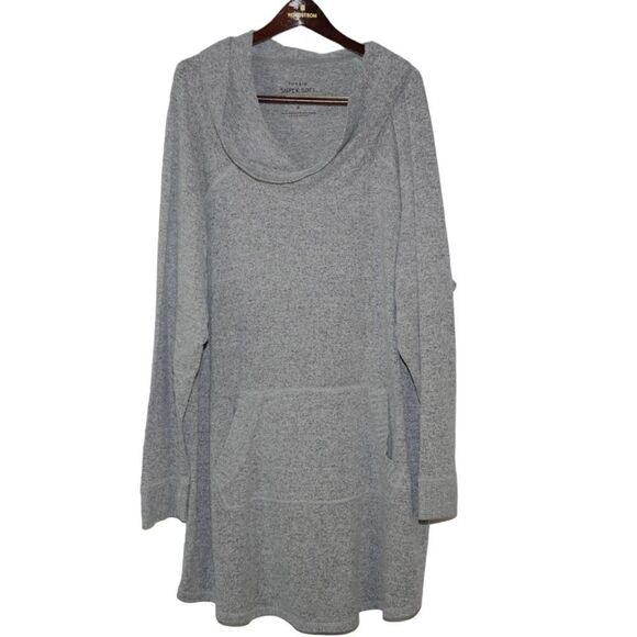 TORRID Super Soft Plush Light Gray Cowl Neck Tunic Sweatshirt, Size 4X - Picture 6 of 7